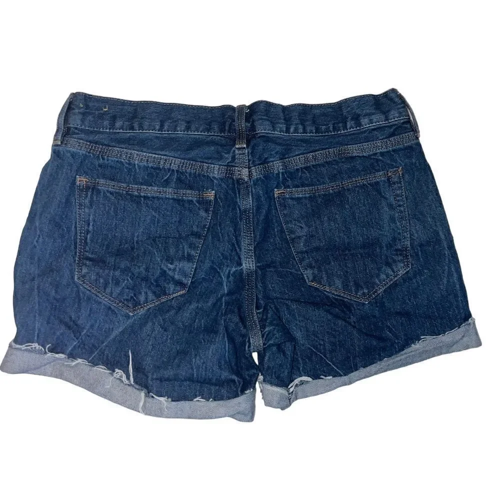 Madewell Jean Shorts Womens Size 26 Waist Dark Blue Denim Frayed Short High Rise